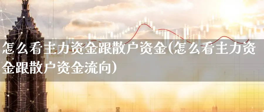 怎么看主力资金跟散户资金(怎么看主力资金跟散户资金流向)_https://www.jxbjjgc.com_财经百科_第1张